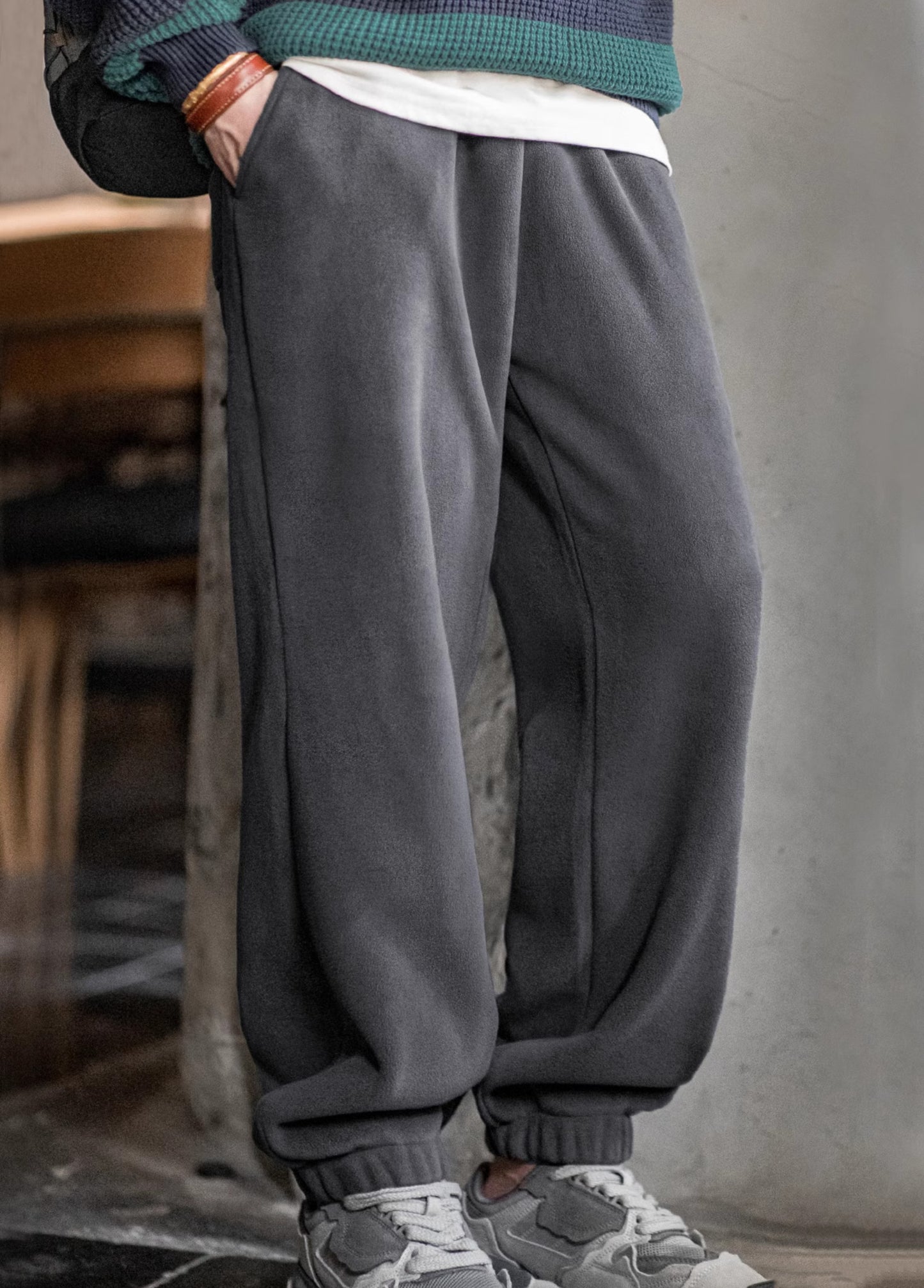 American Double-Sided Polar Fleece Sweatpants Velvet Warm Sports Men's Trousers