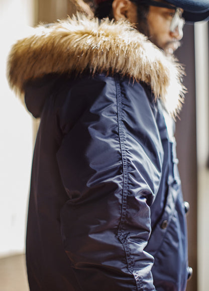 American Retro N2A Fur Collar Parka Blue Mountain Eagle Cotton Men's Jacket