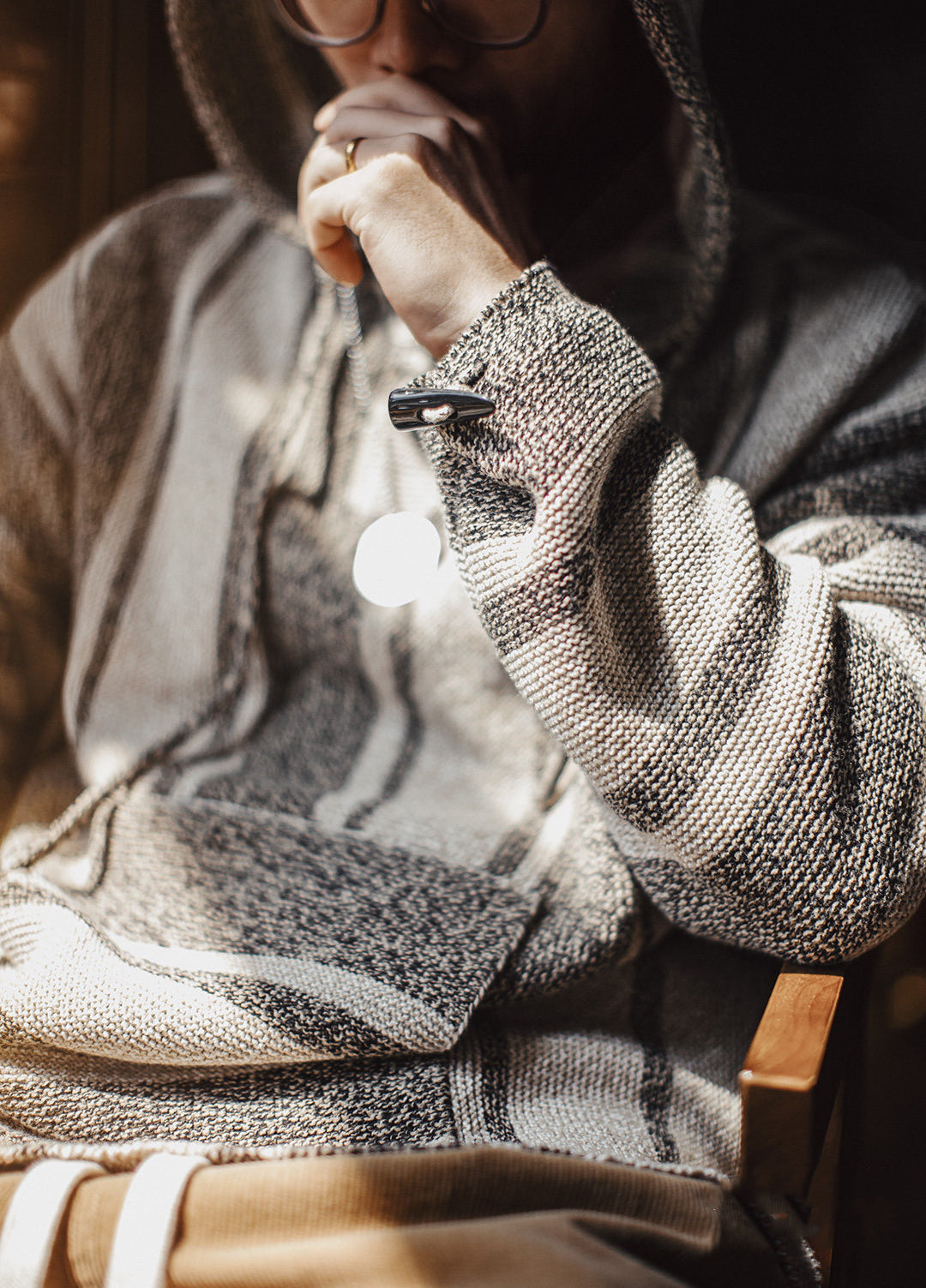 American Retro Baja Semi-Open Pullover Knitted Thin Draped Men's Sweater - Harmony Gallery