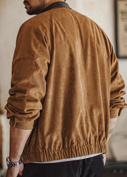 American Retro Suede Coach With Short Soft Velvet Surface Men's Jacket