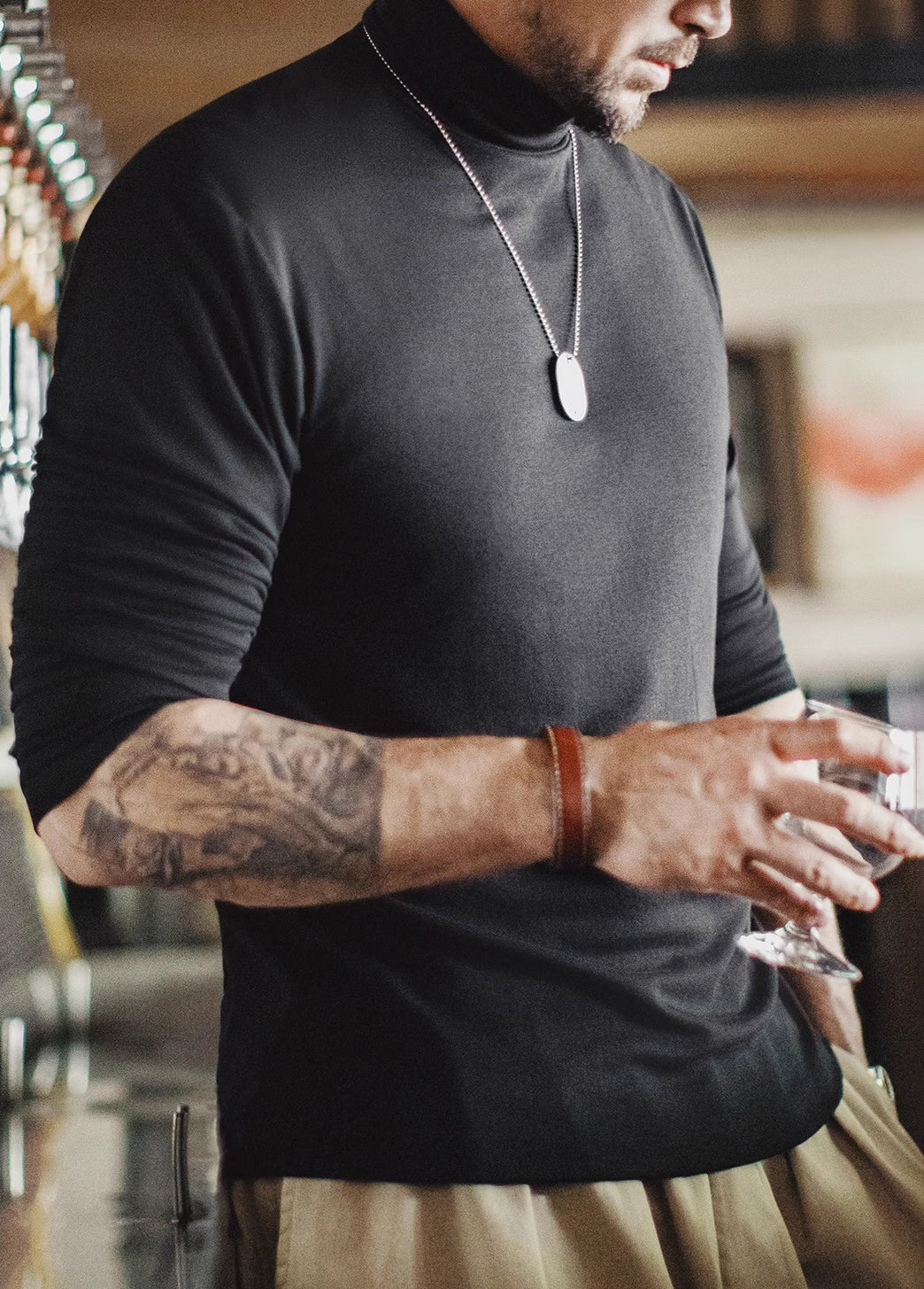 American Retro Bottoming Antibacterial Half-High Collar Thermal Men's Sweater - Harmony Gallery