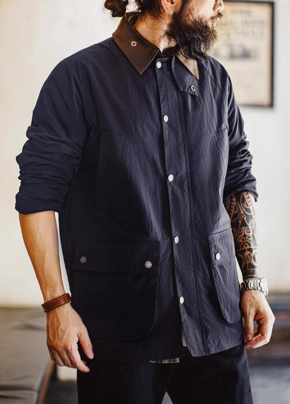 American Retro Safari Hunting Waterproof Blue Windbreaker Men's Jacket - Harmony Gallery