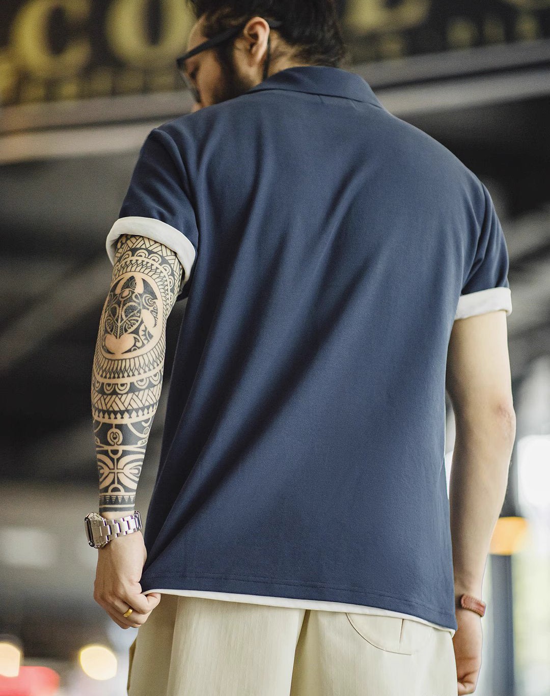 American Workwear Retro İşlemeli Polo Örme Erkek Tişört