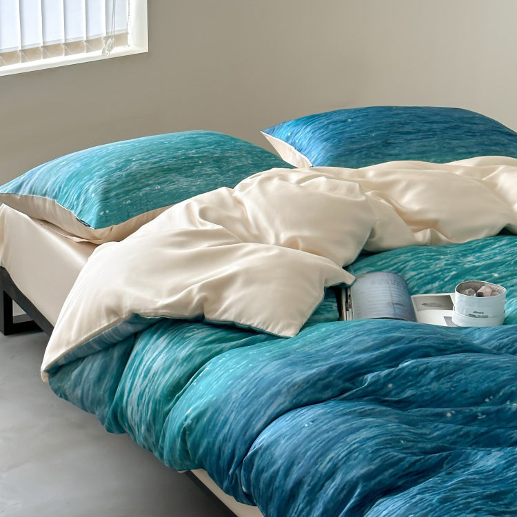 Light Luxury High-End The Legend Of The Blue Sea Tencel Four-Piece Ice Silk Bed Set - Harmony Gallery