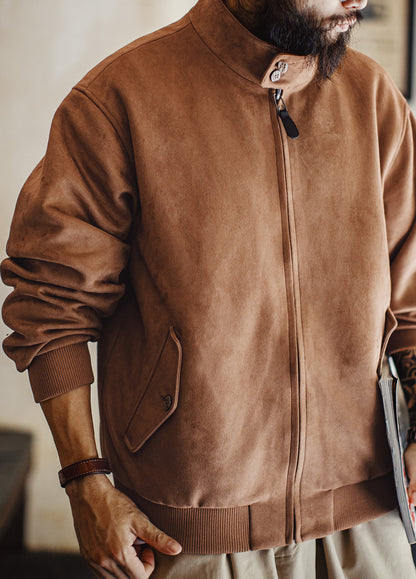 American Retro Suede Harrington G9 Maillard Short Keep Warm Men's Jacket - Harmony Gallery