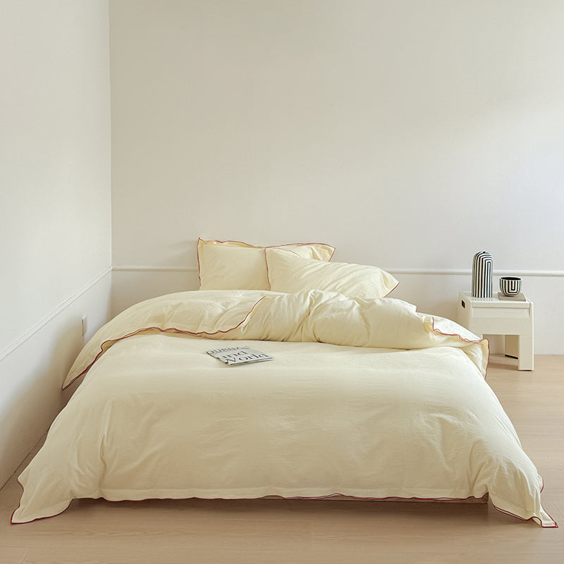 Nordic Solid Color Washed Four-Piece Pure Cotton Suitable For All Seasons Bed Set