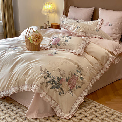 French Romantic Princess Cotton Four-Piece Pure Cotton Bed Set