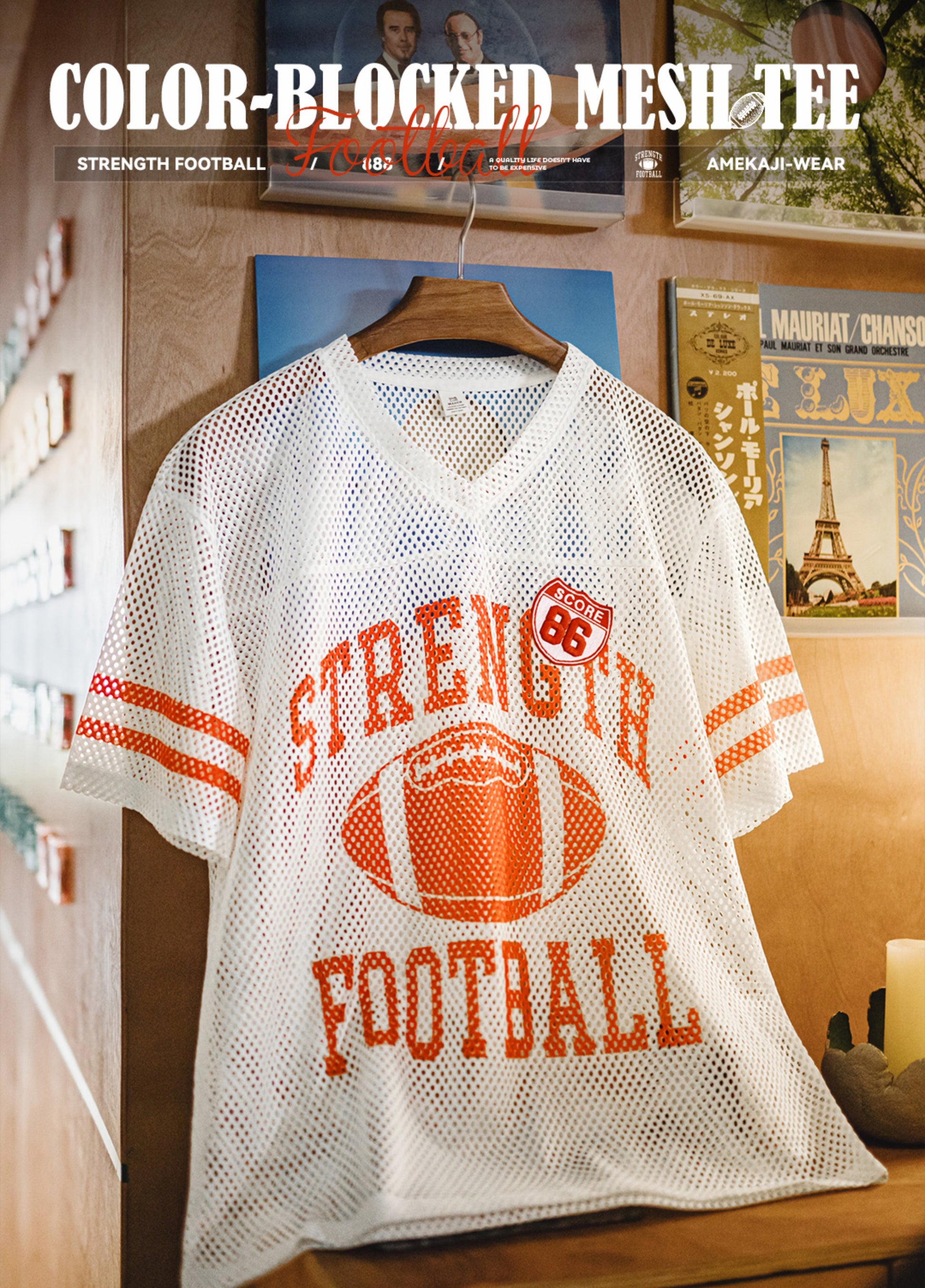 American Jersey Hollow Knitted Mesh Breathable Loose Half-Sleeved Men's T-Shirt - Harmony Gallery