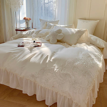 French Romantic Lace Princess Soft Cotton Four-Piece Bed Set