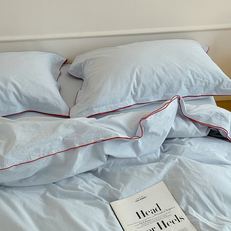 Nordic Solid Color Washed Four-Piece Pure Cotton Suitable For All Seasons Bed Set