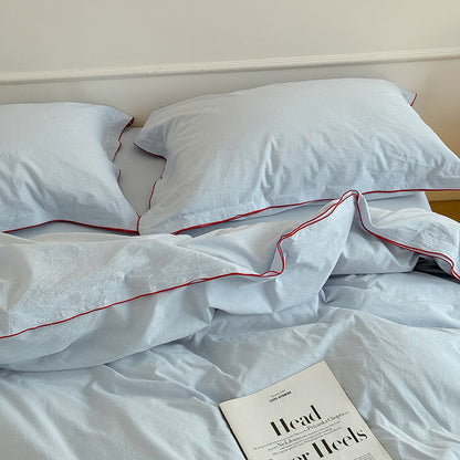 Nordic Solid Color Washed Four-Piece Pure Cotton Suitable For All Seasons Bed Set