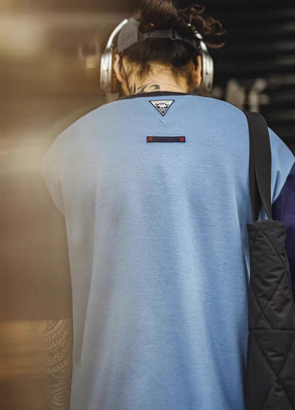 American Retro Threaded Neckline Drop Air Layer Contrast Color Men's T-Shirt - Harmony Gallery