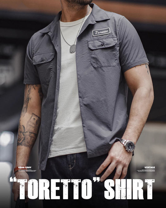 American Retro Toretto Tough Guy Lapel Thin Men's Shirt - Harmony Gallery