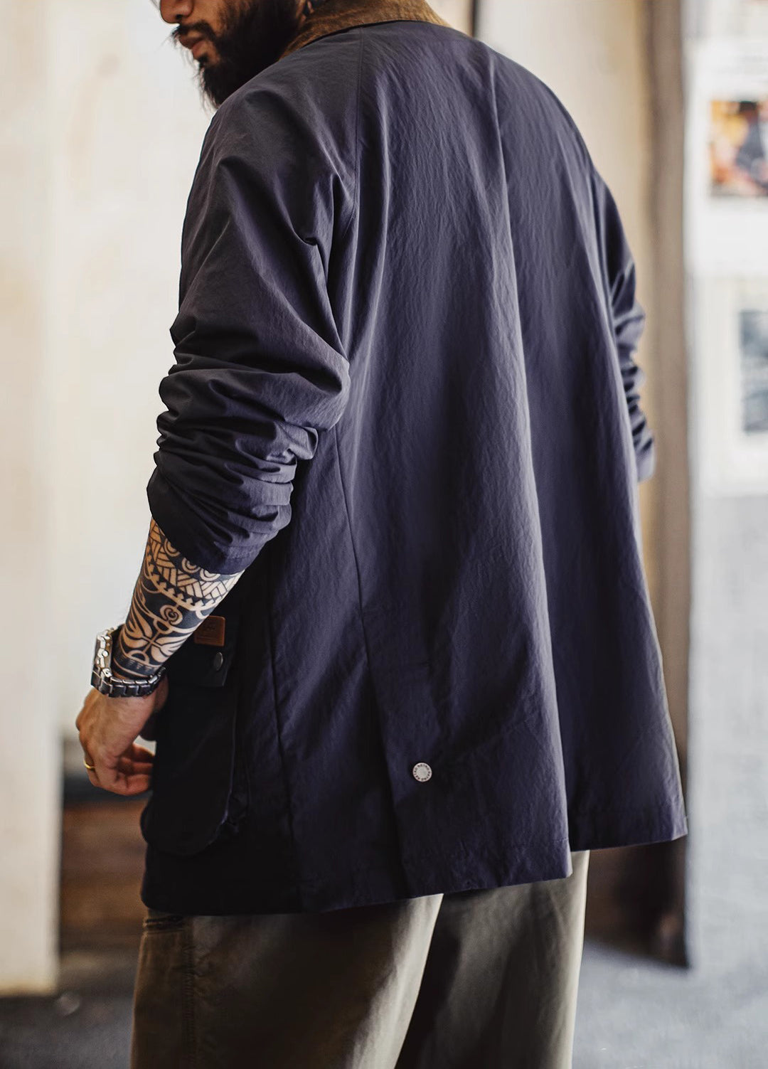 American Retro Safari Hunting Waterproof Blue Windbreaker Men's Jacket - Harmony Gallery