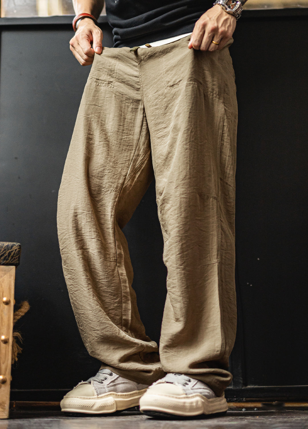 American Workwear Linen Beckham Thin And Draping Lyocell Tencel  Men's Trousers - Harmony Gallery