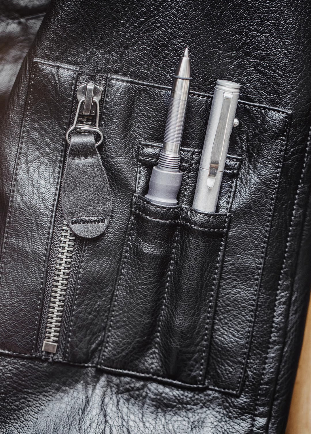 American MA1 Pilot Leather Handsome Short Lychee Pattern Men's Jacket - Harmony Gallery