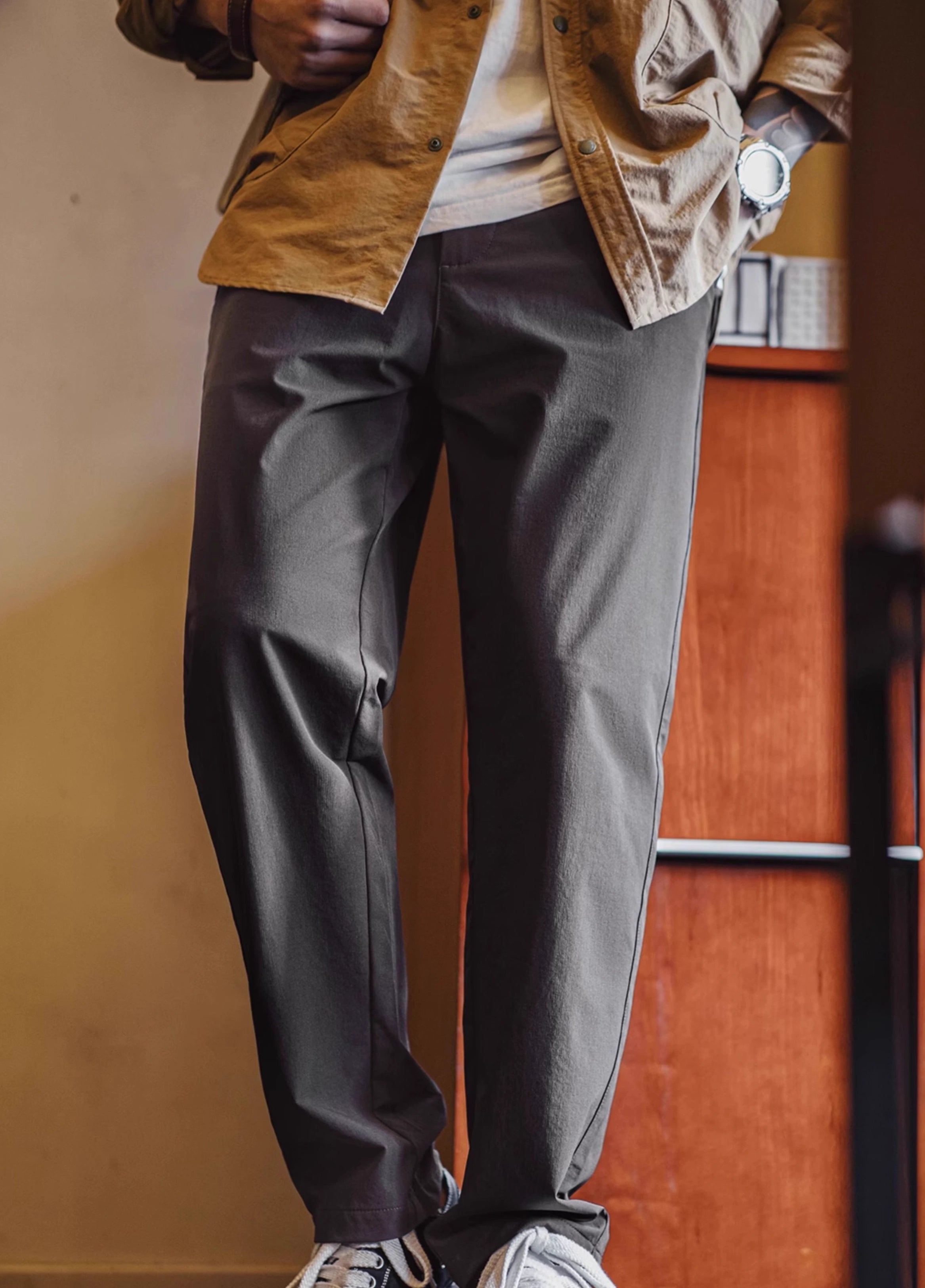 BOSS - Regular-fit trousers in anti-wrinkle cotton-blend twill