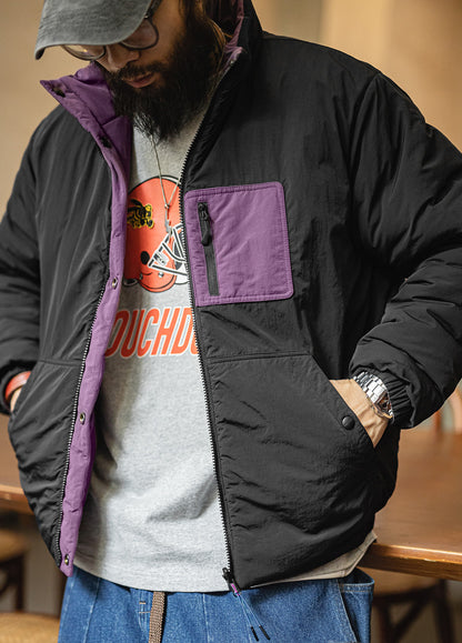 American Reversible Warm Mountain Thickened Cotton Coat Short Men's Jacket