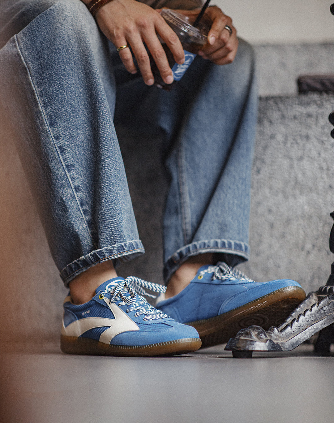 German Retro Sports Forrest Gump Mesh Polar Blue Breathable Men's Casual Shoes - Harmony Gallery