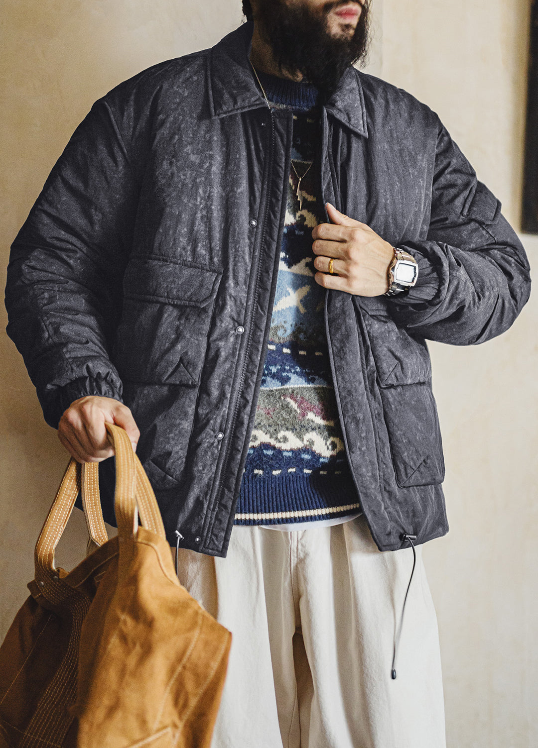 American Retro Batik M65 Hunting Warm and Rugged Cotton-Padded Men's Jacket