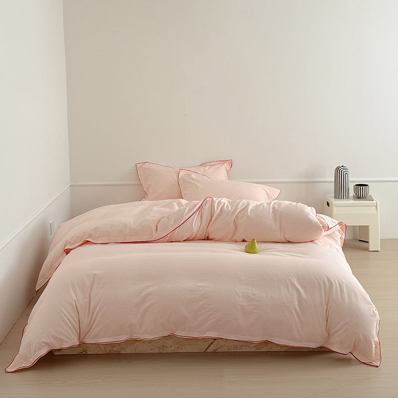 Nordic Solid Color Washed Four-Piece Pure Cotton Suitable For All Seasons Bed Set