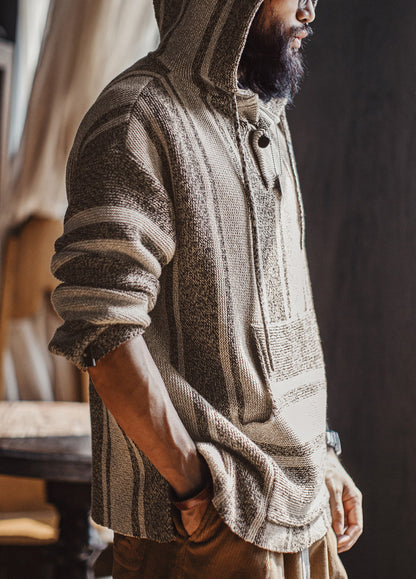 American Retro Baja Semi-Open Pullover Knitted Thin Draped Men's Sweater - Harmony Gallery