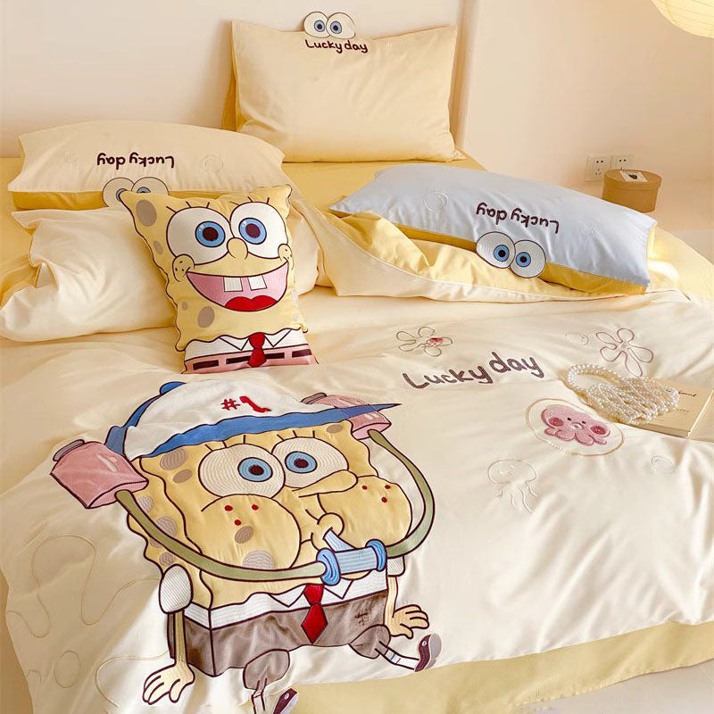 Cute SpongeBob SquarePants Pure Cotton Four-Piece Bed Set - Harmony Gallery