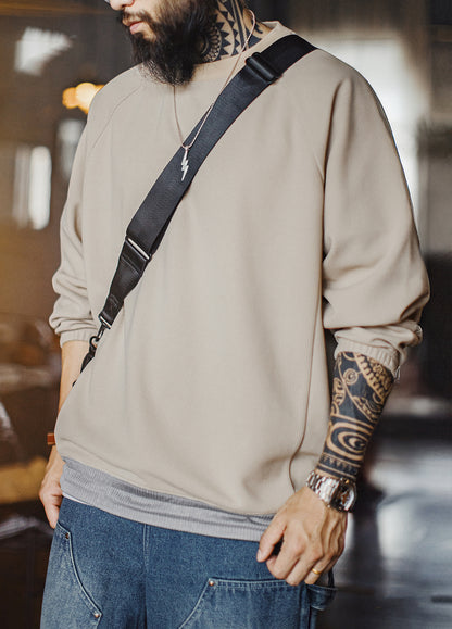 American Casual Waffle Heavy Raglan Sleeve Drape Loose Men's Sweater - Harmony Gallery