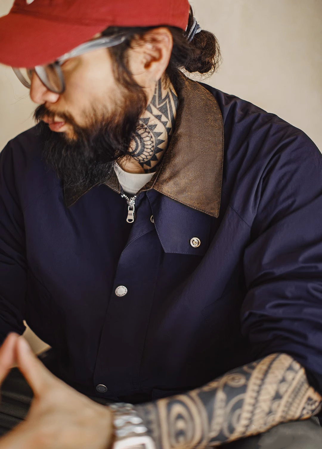 American Retro Safari Hunting Waterproof Blue Windbreaker Men's Jacket - Harmony Gallery