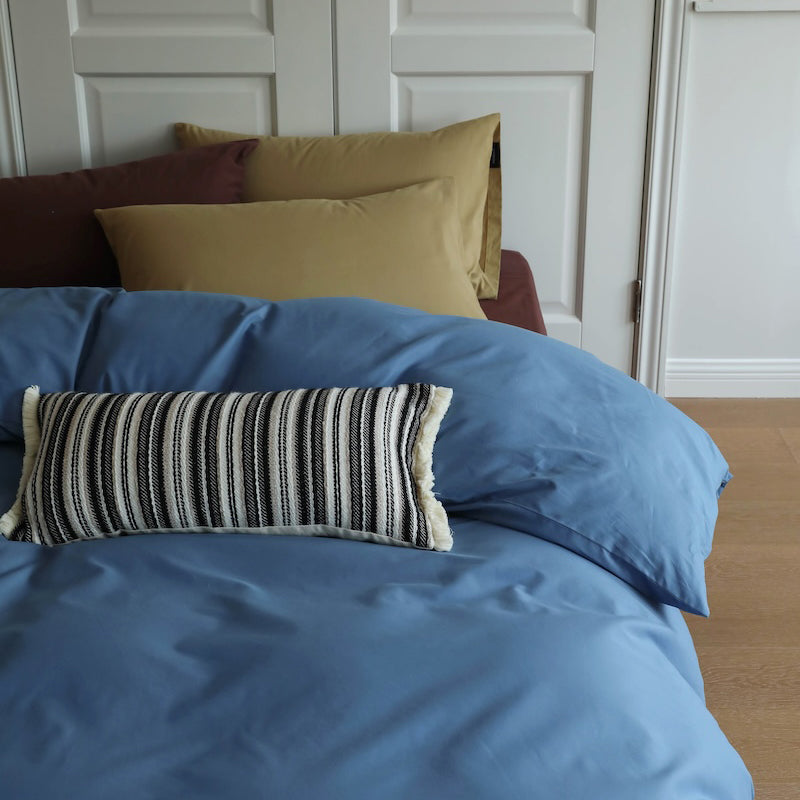 Minimalist Color-Blocked Warm Pure Cotton Thickened Brushed Four-Piece Bed Set