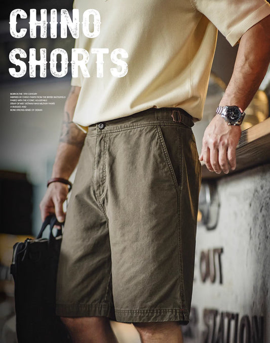 American Retro Chino M51 Belt Pure Cotton Five-Fifth Men's Shorts - Harmony Gallery