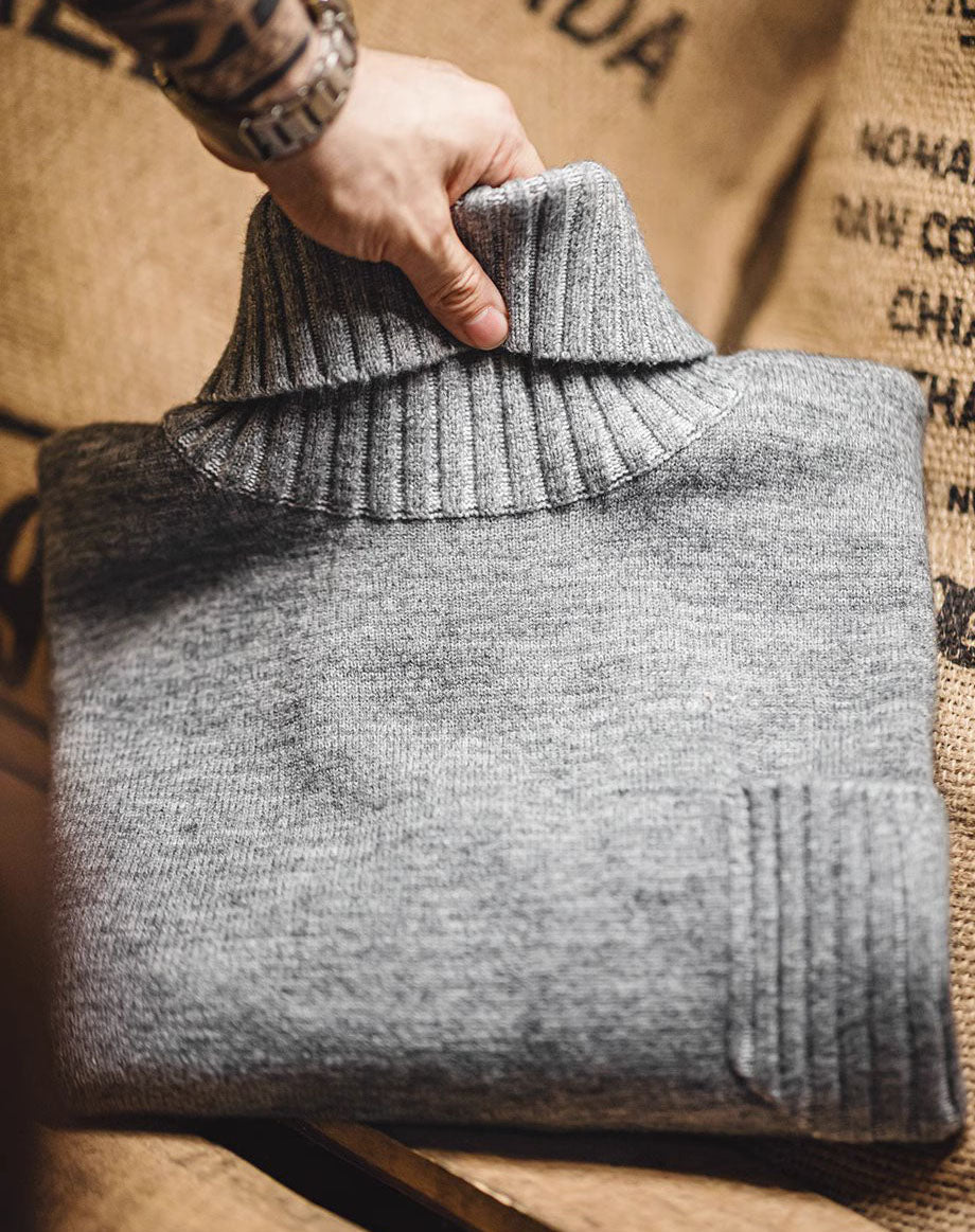 American Retro Blended Turtleneck Pullover Warm Knitted Men's