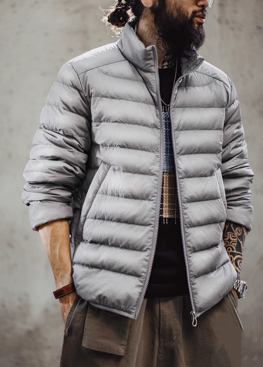 American Ultra-Thin Ribs White Duck Down inner Short Liner Ultralight Men's Jacket - Harmony Gallery