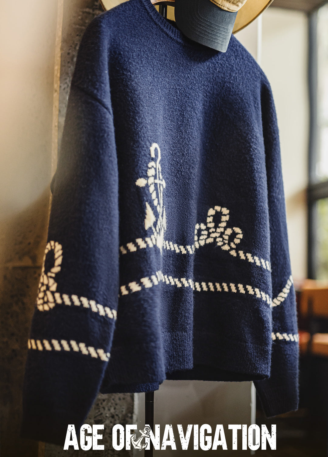 American Retro Pullover Wearable With Knitwear And Fleece-Lined Men's Sweater