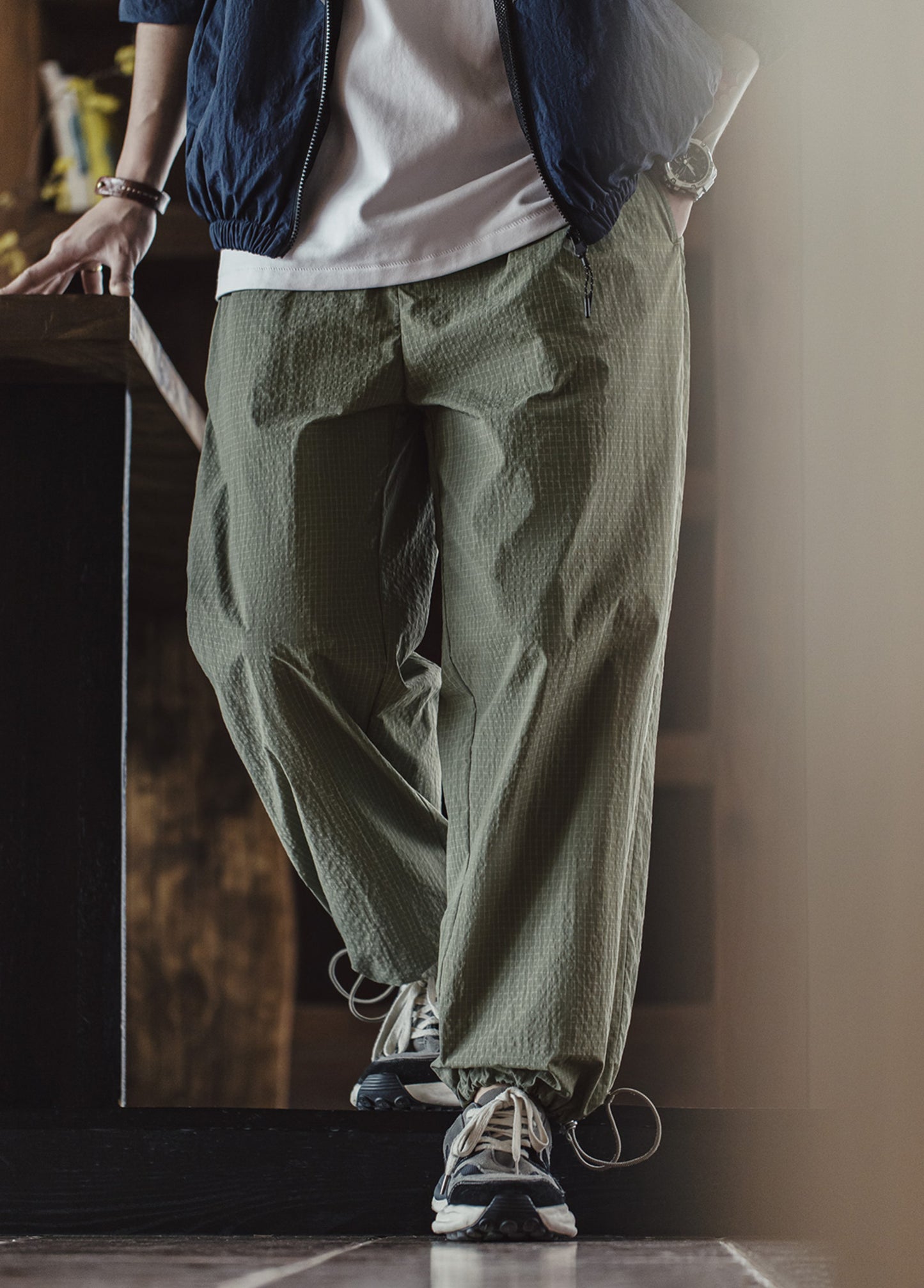 American Casual Seersucker Mountain Functional Thin Drawstring Men's Trousers - Harmony Gallery