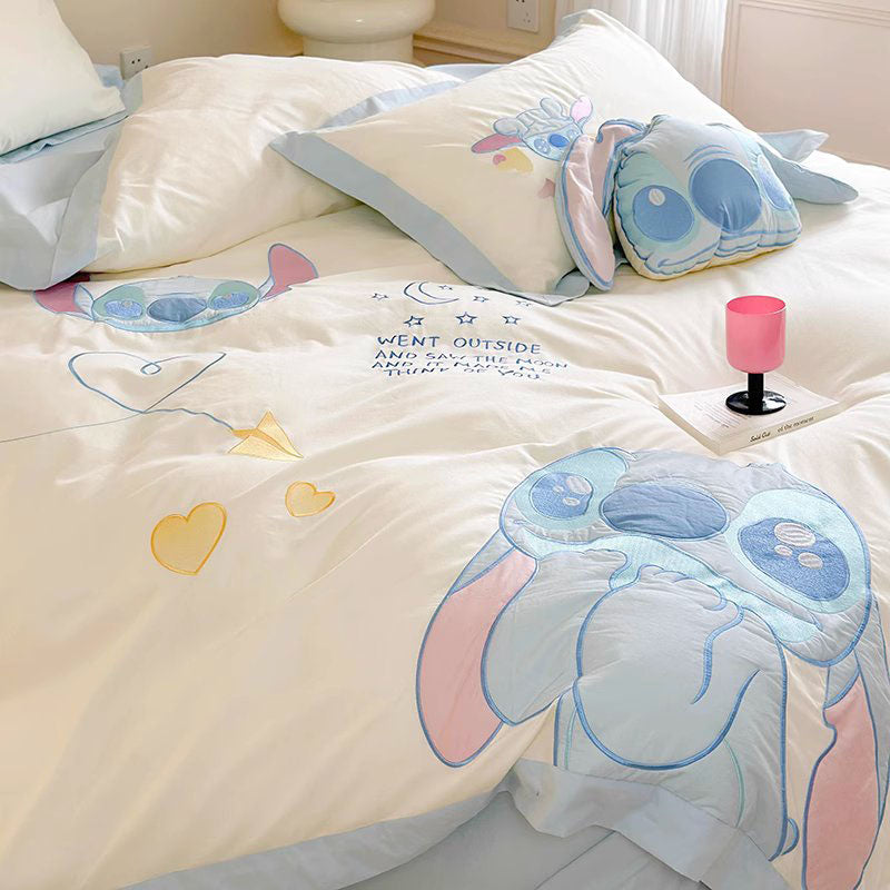 Disney Cute Stitch Washed Pure Cotton Four-piece Bed Set - Harmony Gallery