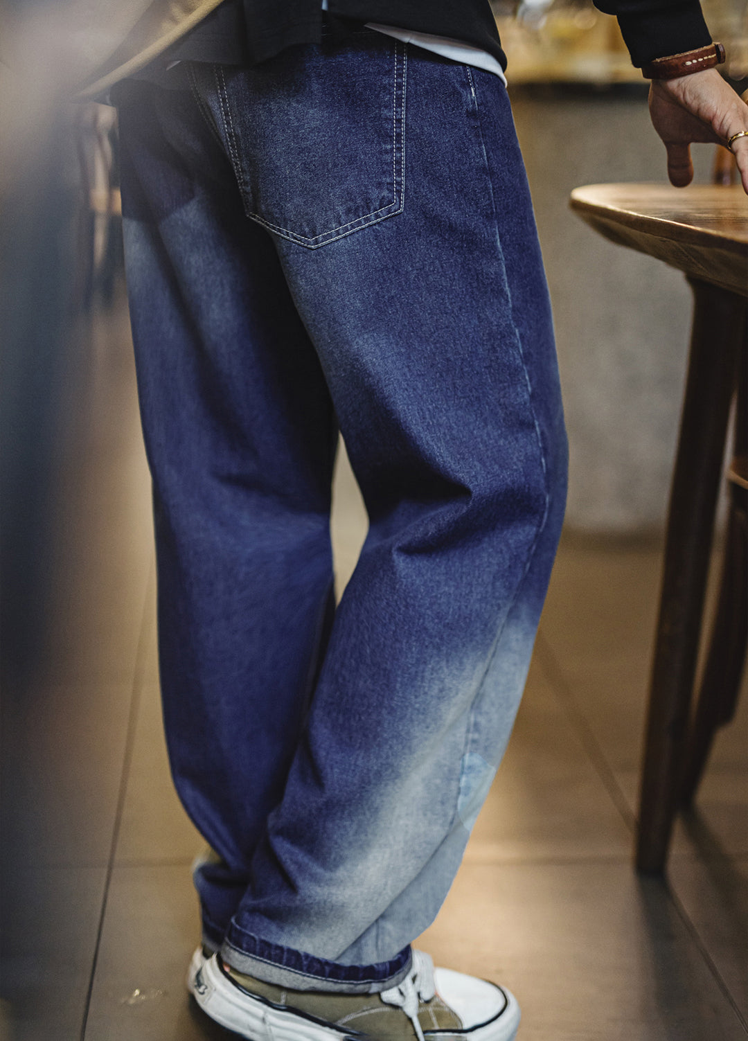 American Gradient Ice Blue Washed Denim Lyocell Clean Fit Men's Jeans - Harmony Gallery