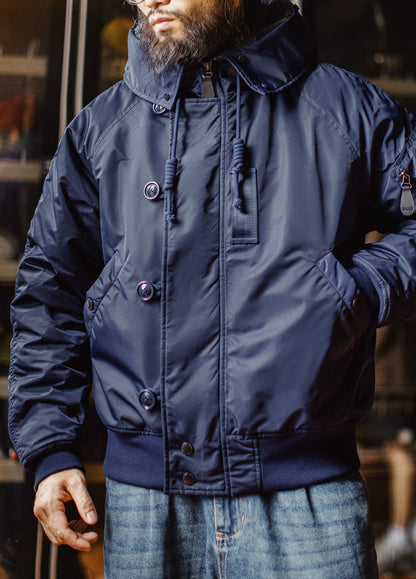 American Retro N2A Fur Collar Parka Blue Mountain Eagle Cotton Men's Jacket