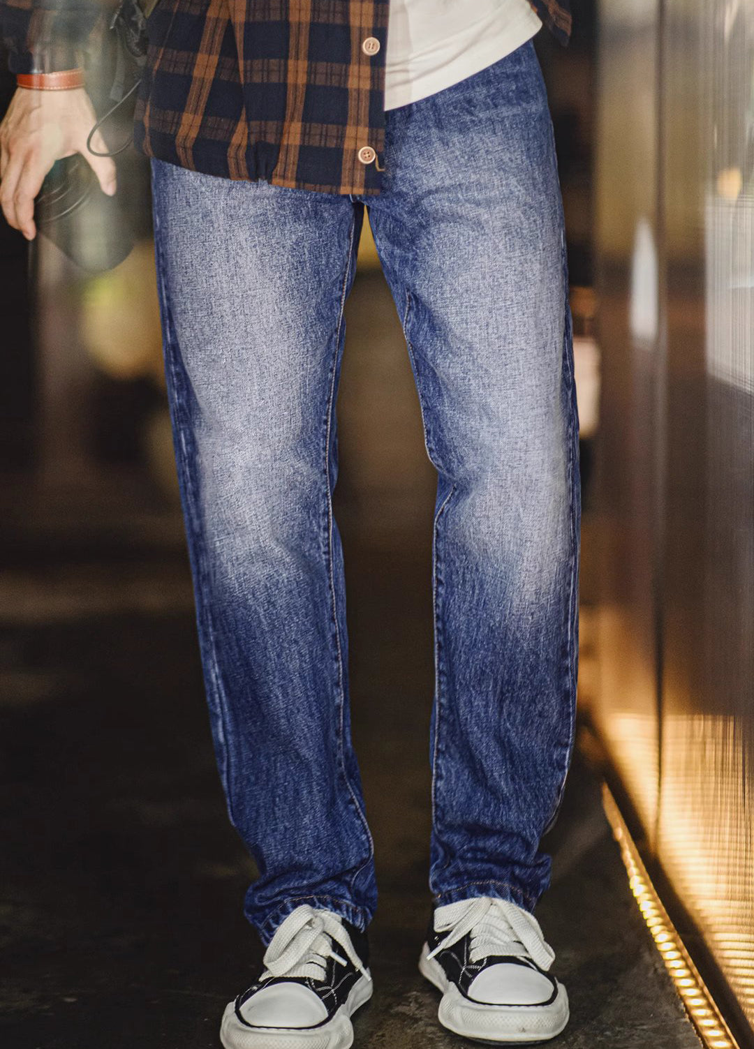 American Retro Washed Denim Whitened Distressed Men's Jeans - Harmony Gallery