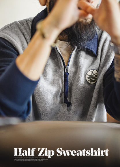 American Fleece College Contrasting Lepel Pullover Warm Men's Sweater - Harmony Gallery