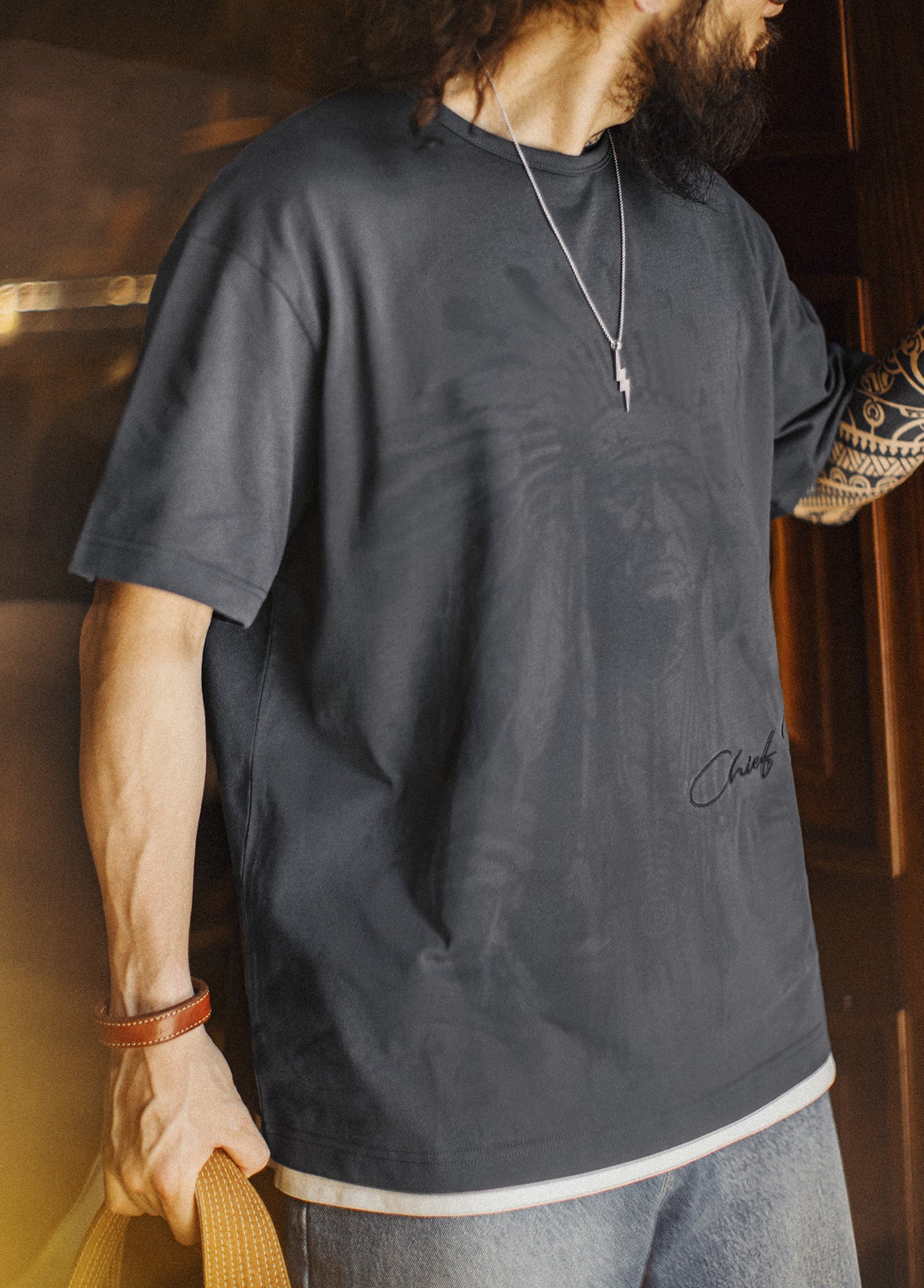 American Retro Full Print Pure Cotton Heavy Vintage Daily Men's T-Shirt - Harmony Gallery