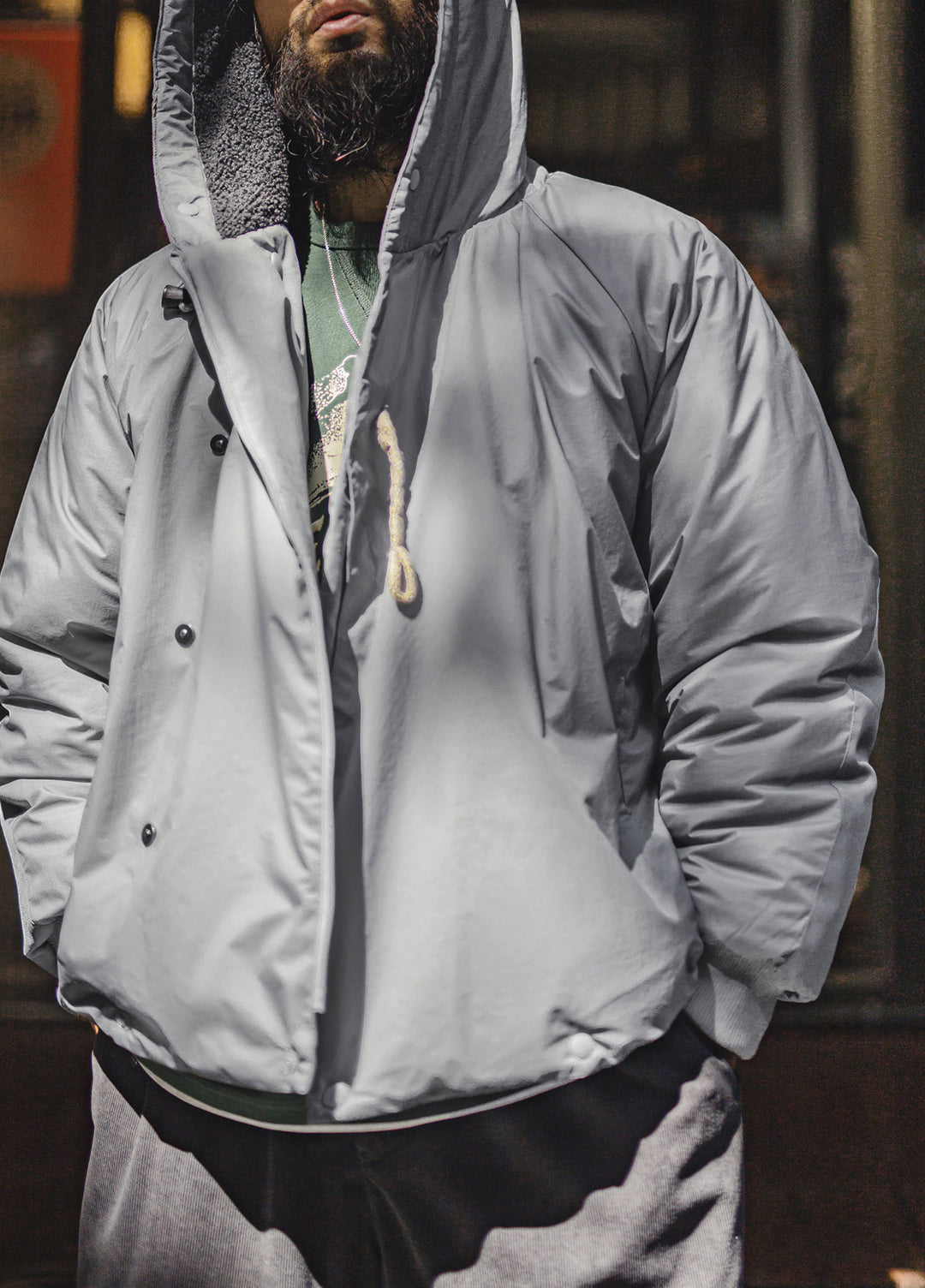 American N3B Gray Parka Coat Short Hooded Thickened Warm Cotton Men's Jacket