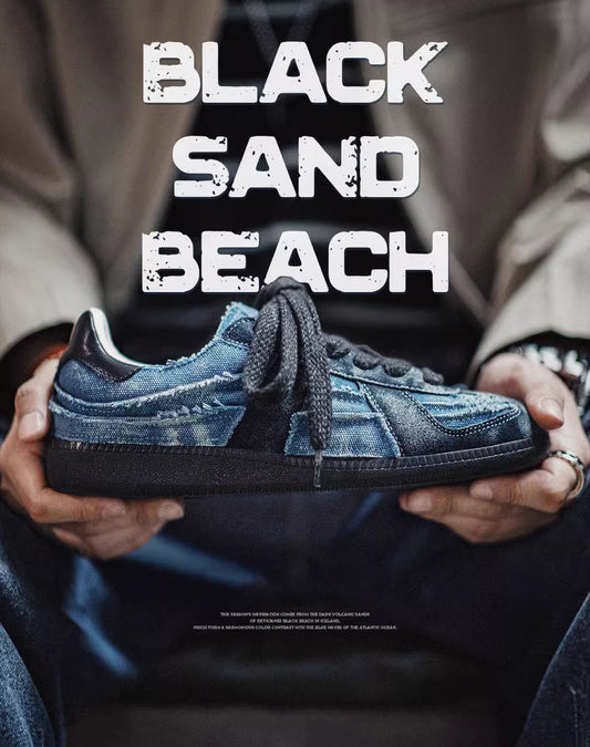 American Retro Black Beach Lightweight Breathable Men's Canvas Shoes