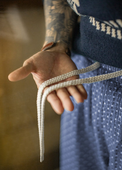 American Retro Full Print Jacquard Washed Denim Straight Drape Men's Jeans - Harmony Gallery