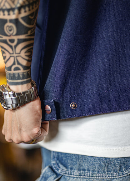 American Retro Detroit Navy Blue Hunting Barn Dragon Fruit Color Men's Jacket - Harmony Gallery