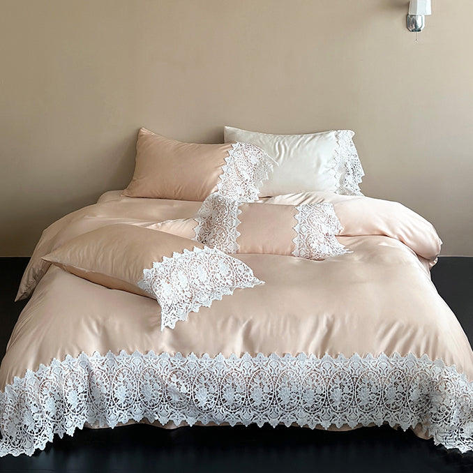 French Romantic Lace Cool Double-Sided Tencel Four-Piece Bed Set