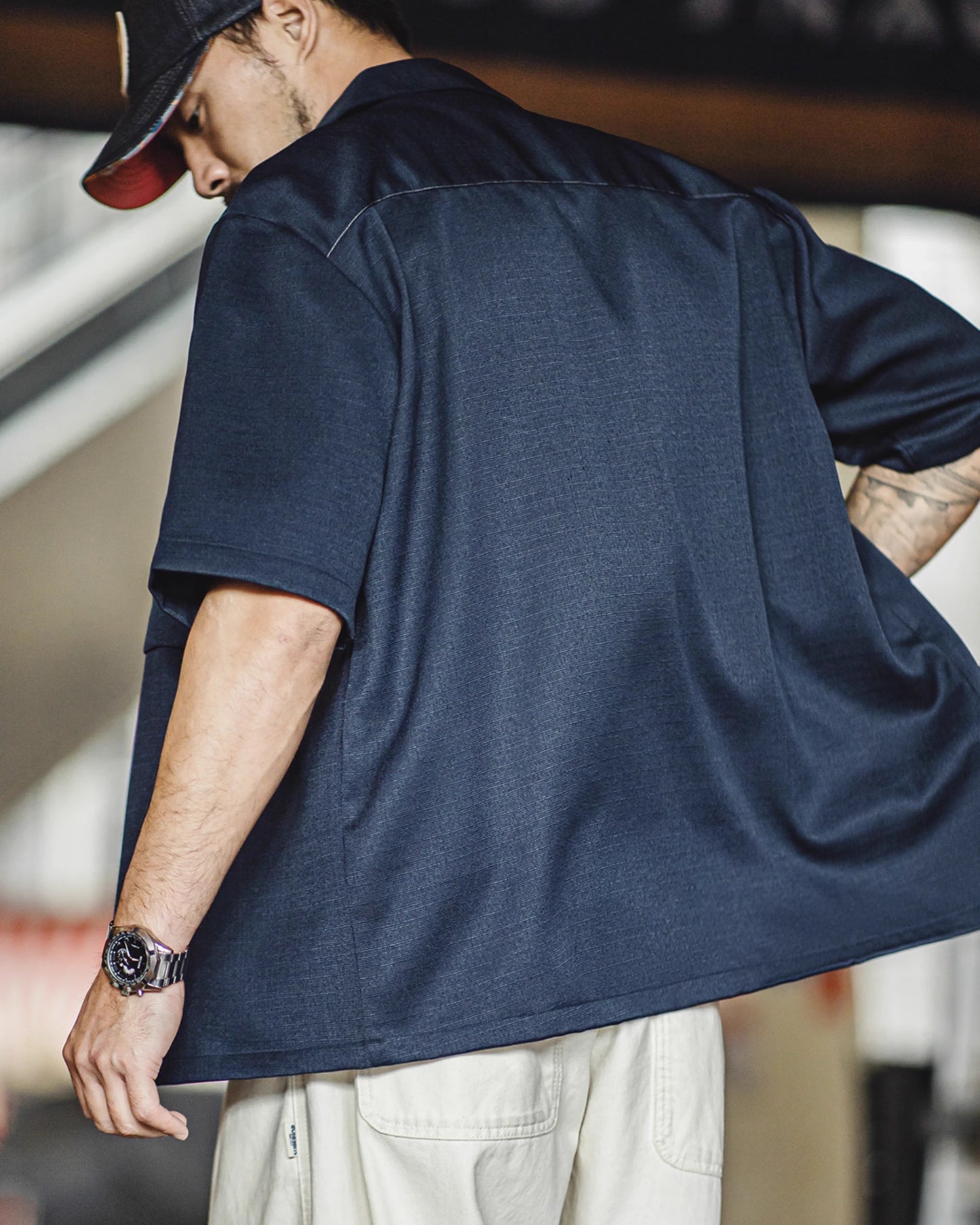 American Oversize Drapey No-Iron Textured Silhouette Men's Shirt - Harmony Gallery