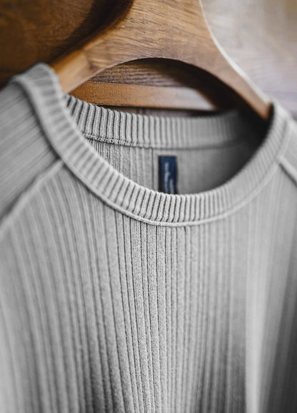 American Retro Casual Workwear Gray Pure Cotton Pit Striped Men's Sweater - Harmony Gallery