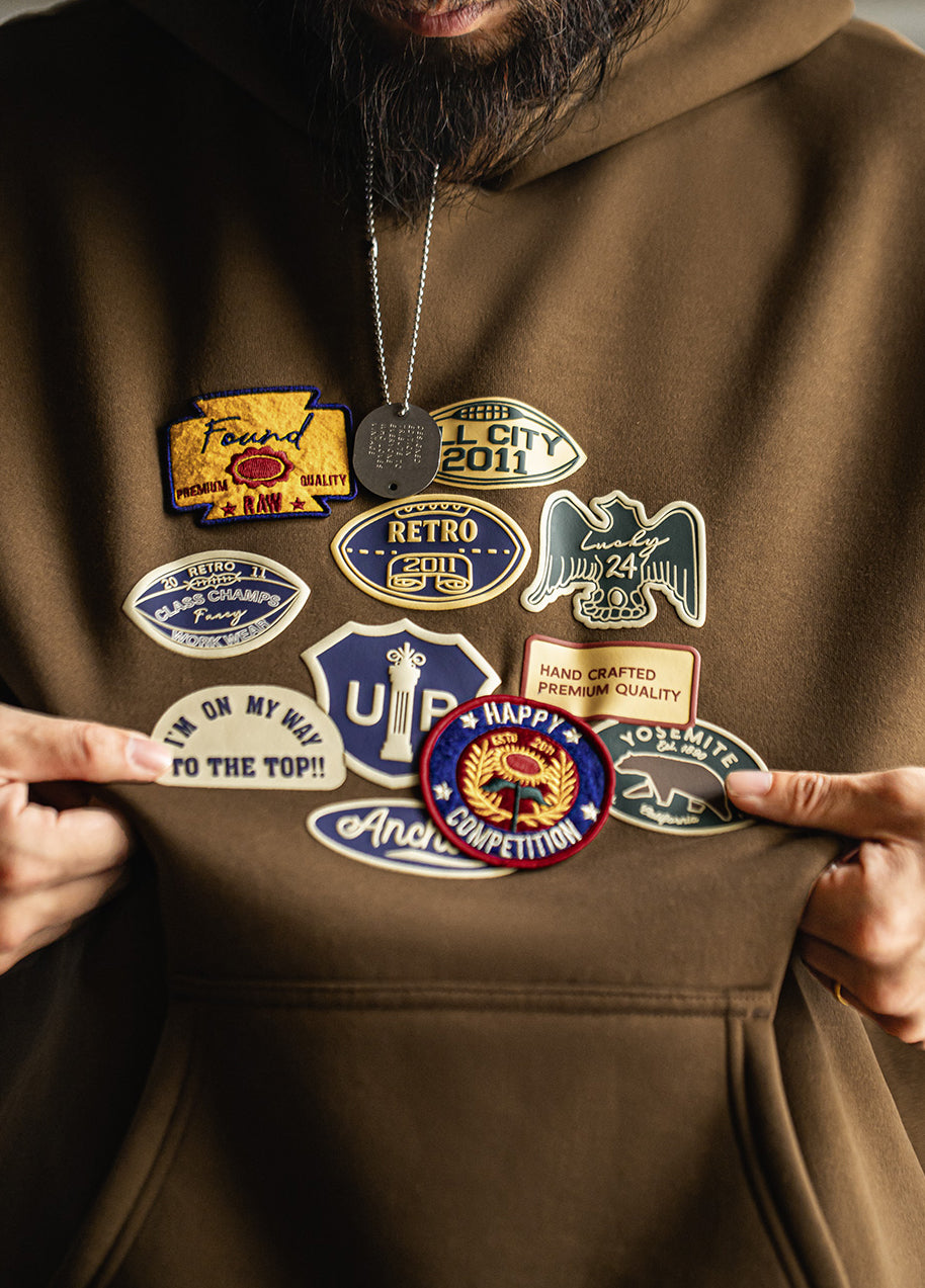 American Badge With Fleece Lining Micro-Elasticity Loose-Fitting Men's Sweater