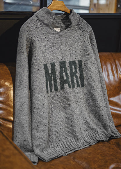 American Retro Jacquard Drape Pullover Knitwear Warm Elasticity Men's Sweater